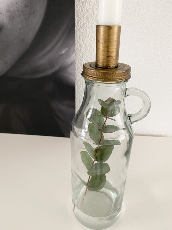 fles glas oor kaarsenstandaard messing woondecoratie woonaccessoires