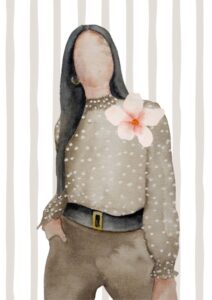 Kunstposter in aquarel met prachtige bruin en beige tinten, met trendy strepen